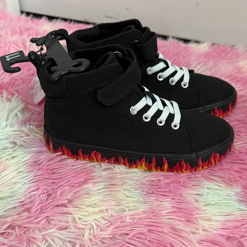 Wonder Nation Black Sneakers with Fiery Red Trim